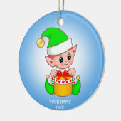 可愛いクリスマス小妖精や小人とテキスト セラミックオーナメント (左)