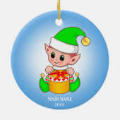 可愛いクリスマス小妖精や小人とテキスト セラミックオーナメント (裏面)