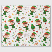 可愛いクリスマス小妖精や小人柄 ラッピングペーパー (フラット)