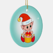 可愛いクリスマス小妖精や小人&ライトブルーの星 セラミックオーナメント (右)