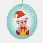 可愛いクリスマス小妖精や小人&ライトブルーの星 セラミックオーナメント (左)