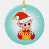 可愛いクリスマス小妖精や小人&ライトブルーの星 セラミックオーナメント (裏面)