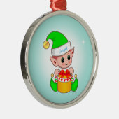 可愛いクリスマス小妖精や小人&ライトブルーの星 メタルオーナメント (右)