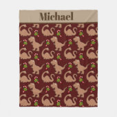 可愛いクリスマス恐竜の名前の毛布を追加 フリースブランケット (正面)