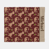 可愛いクリスマス恐竜の名前の毛布を追加 フリースブランケット (正面(横))