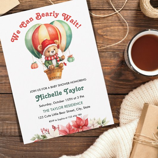 可愛いクリスマス我々は心底待ち男の赤ちゃんシャワー 招待状