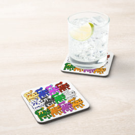 可愛いクリスマス柄の子猫の群れ コースター