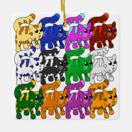 可愛いクリスマス柄の子猫の群れ セラミックオーナメント