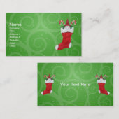 可愛いクリスマス格言インストッキングキャンディキャンズグリーン 名刺 (正面/裏面)