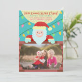 可愛いクリスマス漫画サンタクロースカスタムの写真 シーズンカード (スタンド正面)