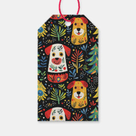 可愛いクリスマス犬 ギフトタグ