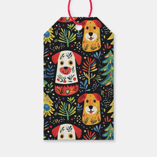 可愛いクリスマス犬 ギフトタグ (正面)