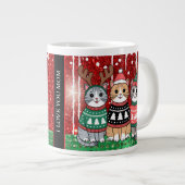 可愛いクリスマス猫お母さんが大好き ジャンボコーヒーマグカップ (正面右)