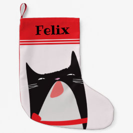 可愛いクリスマス猫の漫画パーソナライズされた- スモールクリスマスストッキング