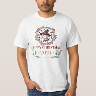 可愛いクリスマス猫Tシャツ2024 -フェスティバル休日 Tシャツ