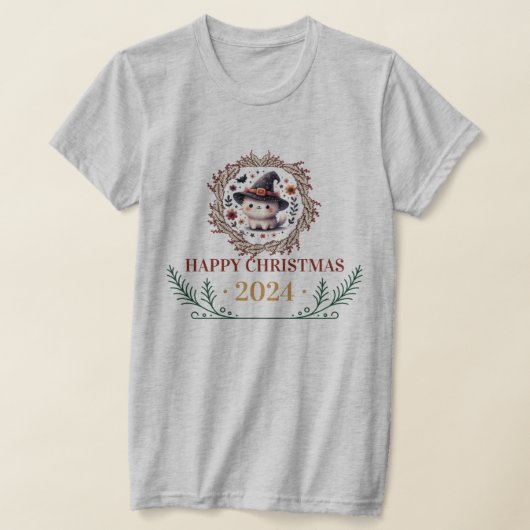 可愛いクリスマス猫Tシャツ2024 -フェスティバル休日 Tシャツ (レイダウン)