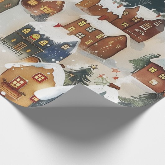 可愛いクリスマス都市の例証 ラッピングペーパー (角)