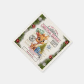 可愛いクリスマス配信ベビートナカイのパーソナライズ スタンダードカクテルナプキン (角)