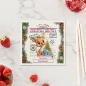 可愛いクリスマス配信ベビートナカイのパーソナライズ スタンダードカクテルナプキン (インサイチュ)