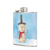 可愛いクリスマス雪だるま手を振って微笑む フラスク (左)