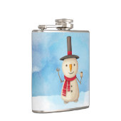 可愛いクリスマス雪だるま手を振って微笑む フラスク (右)