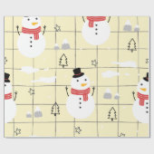 可愛いクリスマス雪だるま柄 ラッピングペーパー (フラット)