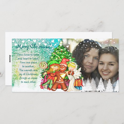 可愛いクリスマス100%パーソナライズされたの写真カード シーズンカード (正面/裏面)