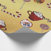 可愛いクリスマス3枚カスタムの写真とキャンディー ラッピングペーパー (角)