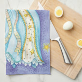 可愛いクリスマス、ミュージシャンエンジェル遊ズ・ザ・ホーン キッチンタオル (四つ折り)