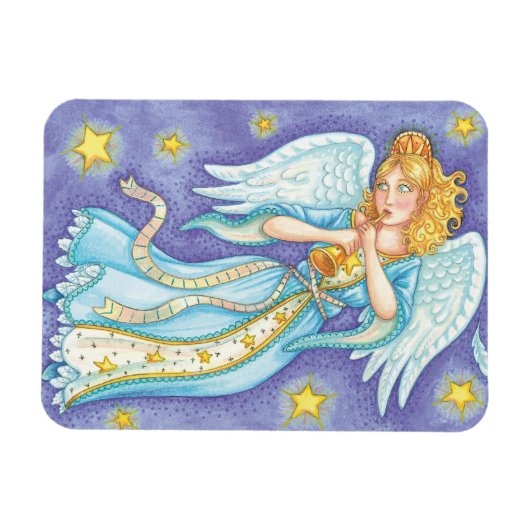 可愛いクリスマス、ミュージシャンエンジェル遊ズ・ザ・ホーン マグネット (横)