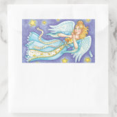 可愛いクリスマス、ミュージシャンエンジェル遊ズ・ザ・ホーン 長方形シール (バッグ)