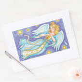 可愛いクリスマス、ミュージシャンエンジェル遊ズ・ザ・ホーン 長方形シール (封筒)