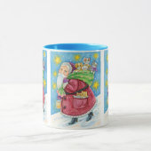 可愛いクリスマス、子猫と一緒のサンタさん！ マグカップ (中央)