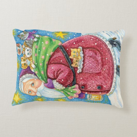 可愛いクリスマス、子猫と猫のサンタクロース! アクセントクッション (裏面)