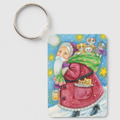 可愛いクリスマス、子猫と猫のサンタクロース! キーホルダー (正面)