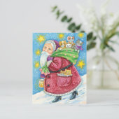 可愛いクリスマス、子猫と猫のサンタクロース! シーズンポストカード (スタンド正面)