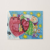 可愛いクリスマス、子猫と猫のサンタクロース! ジグソーパズル (横)