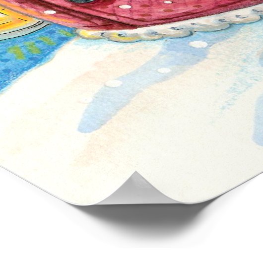 可愛いクリスマス、子猫と猫のサンタクロース！ ポスター (角)