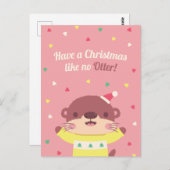 可愛いクリスマスNo Otter Punグリーティングカード ポストカード (正面/裏面)