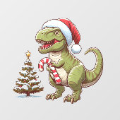可愛いクリスマスTレックス/キャンディーケーン付き恐竜 ウィンドウサイン (シート)