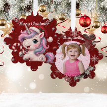 可愛いクリムゾンクリスマスユニコーンガールフォト