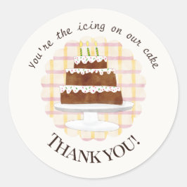 可愛いクリームチェック柄のケーキアイシングの誕生日グッズステッカー ラウンドシール