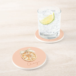 可愛いクリーム色のリボンのオレンジ コースター