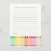 可愛いクレヨンおもしろいレインボーアドバイスママ赤ちゃんシャワー エンクロージャーカード (正面)