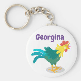 可愛いクロウイングの鶏の漫画のイラストレーション キーホルダー