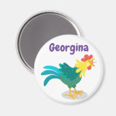 可愛いクロウイングの鶏の漫画のイラストレーション マグネット (正面/裏面)