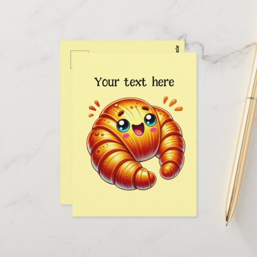 可愛いクロワッサンカスタマイズ好き ポストカード (正面/裏面インサイチュ)