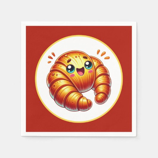 可愛いクロワッサン好きのサービス スタンダードカクテルナプキン (正面)