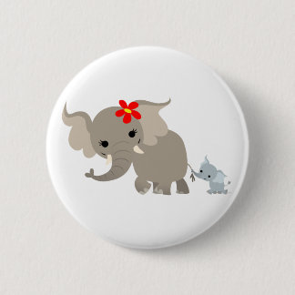 可愛いクローンマザーエレファントとベビーボタンバッジ 缶バッジ