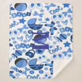 可愛いクールブルー男の赤ちゃん子供部屋パーソナライズされた シェルパブランケット (正面)